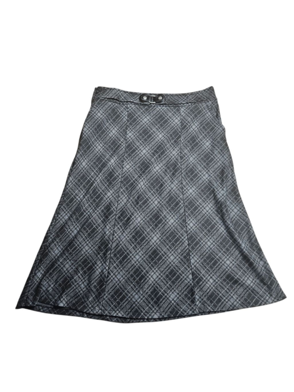 Christopher & Banks 12 Gray Plaid A Line Midi Skirt - Picture 2 of 8